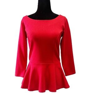 Ricki's Vibrant Red Peplum Top Ponte Knit Size XS